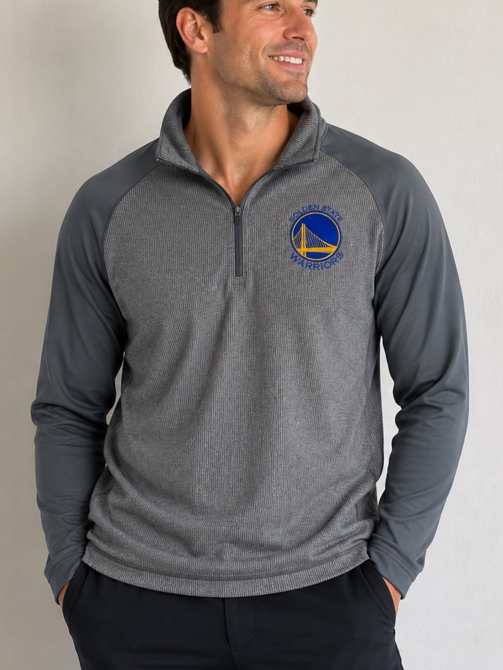 Antigua Golden State Warriors 1/4 Zip Pullover Gray Performance Jacket XL